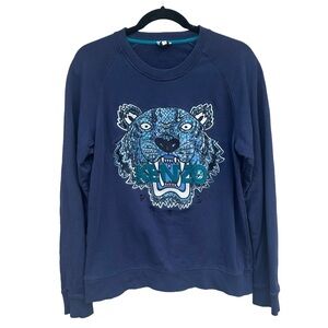 Kenzo Women’s Small Navy Sweatshirt with Tiger Motif